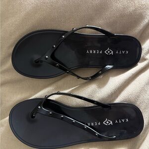 Katy Perry Geli Gem Collections Black Flip Flop Sandals